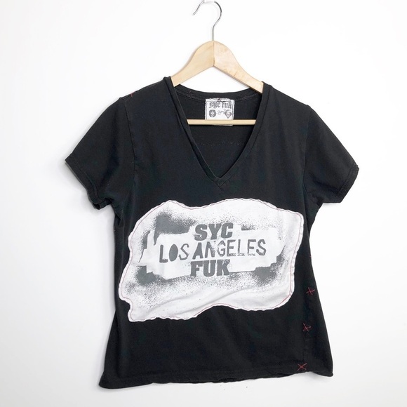 𝅺Syc Los Angeles Fuk Black graphic T-shirt - Picture 10 of 12